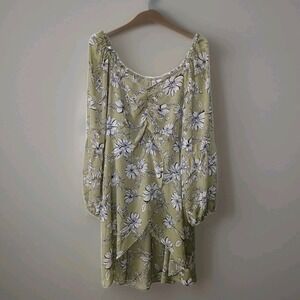 Cato Floral Blouse 3/4 Sleeve Long Dress Blouse Women's Size 18/20W Olive Green